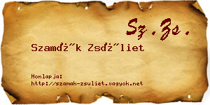 Szamák Zsüliet névjegykártya